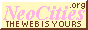 Cream and pink colored text saying 'neocities dot org the web is yours'.
